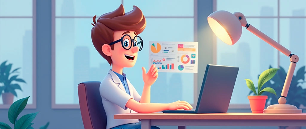 SEO-специалист работает с аналитикой в современном офисе