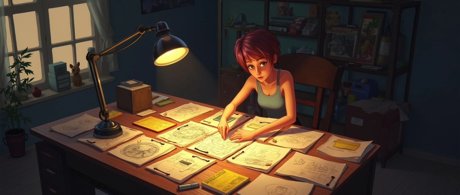 evening_study_room_with_character_examining_old_notebooks_and_childhood_drawings_spread_across_a_lar_8e250b78-7edb-4f2b-8fab-8b3045a2839d.jpg