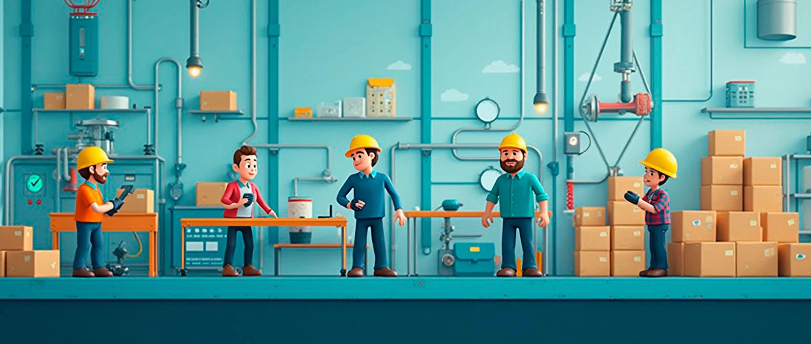 Оптимизированная производственная линия с роботами