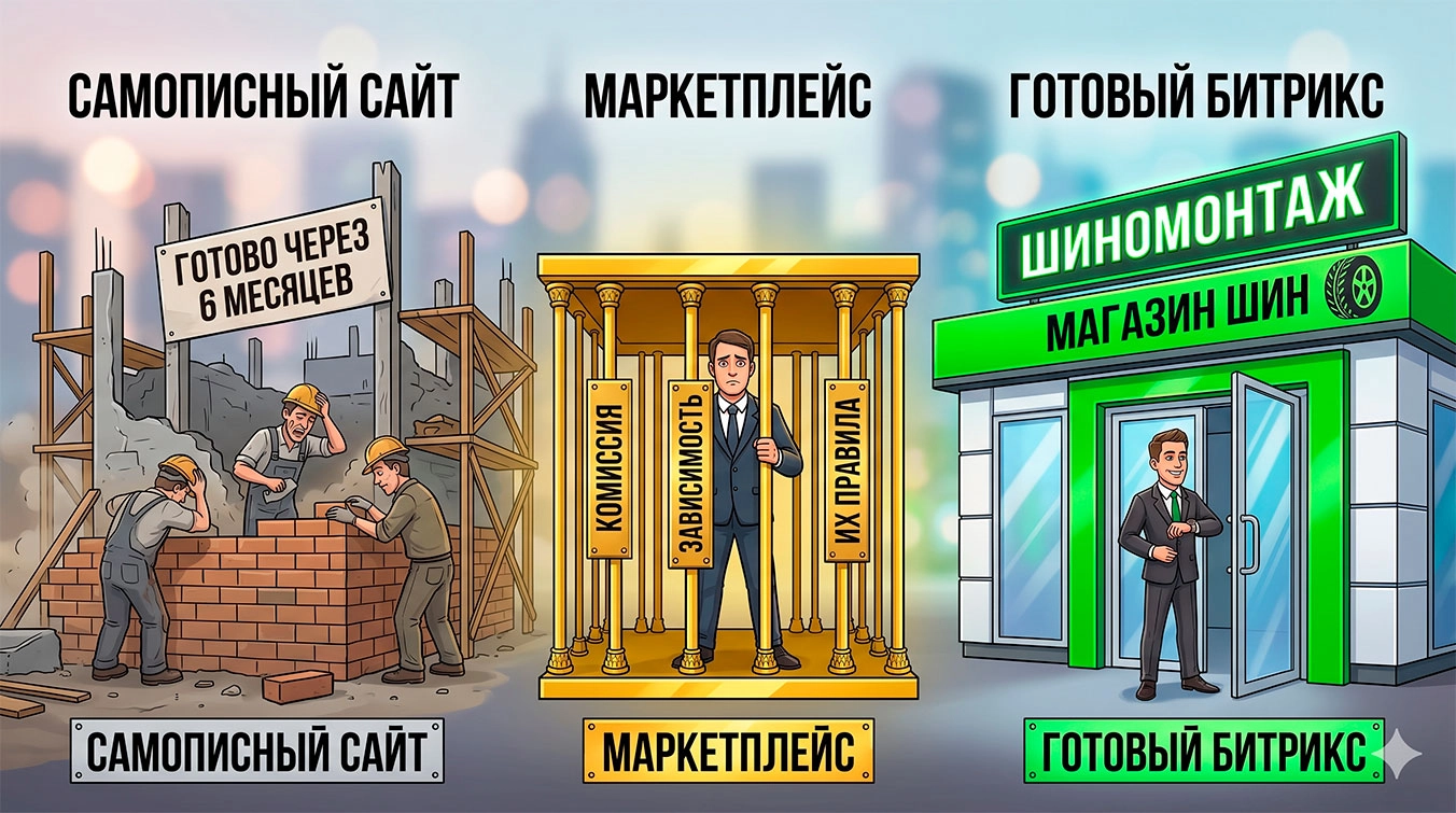 Платформа и шаблон: на чём строить магазин шин 